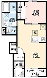 リーブルファイン三郷半田II 1LDKの間取図画像
