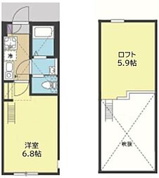 鶴ヶ峰シエル 1Kの間取図画像