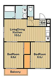 ホワイトペルテC 2階2LDKの間取り
