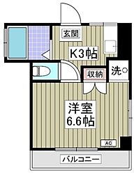 ベルコリーヌ上本郷 2階1Kの間取り