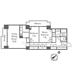 六本木ファーストプラザ 2LDKの間取図画像