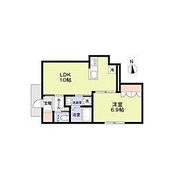CUBEスクエア 1LDKの間取図画像