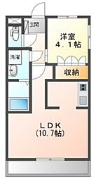 リサミィー壱番館 2階1LDKの間取り