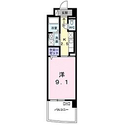 ノースグランパス 1階1Kの間取り