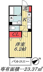 JR総武線 市川駅 徒歩9分の賃貸アパート 1階1Kの間取り