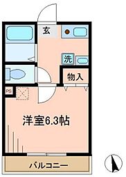 フルール 1Kの間取図画像