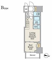 クレストコート池上 12階1LDKの間取り