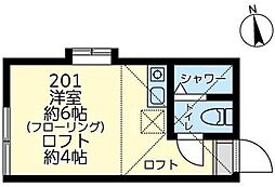 ユナイト鶴見カテドラルの杜 ワンルームの間取図画像