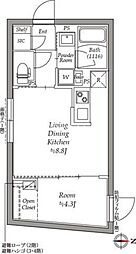 グローリオシェルト永福町 1LDKの間取図画像
