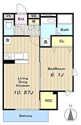 SYハイアII 2階1LDKの間取り