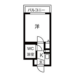 シティパレス京都東山 3階1Kの間取り
