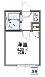 レオパレスホワイトアイランド 1階1Kの間取り