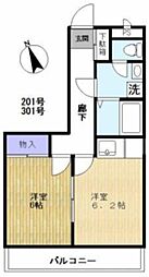 エクセルパレス1 1DKの間取図画像