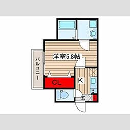 グランバリエ小川 1階1Kの間取り