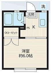 アーバンハイツ 1階1Kの間取り
