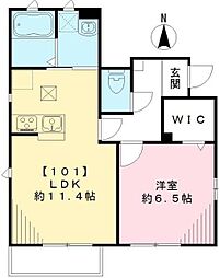 ジャルディーノB 1階1LDKの間取り