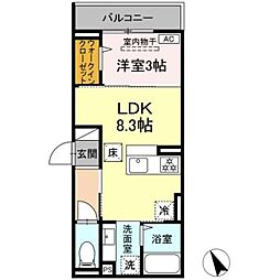D Paina 鷺沼 1LDKの間取図画像