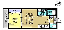 レアリゼ松戸 1LDKの間取図画像