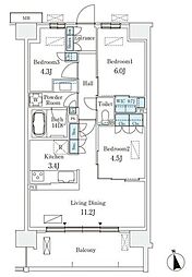 スカイグランデ津田沼 5階3LDKの間取り