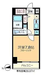 ドゥーエ西大島III 8階1Kの間取り