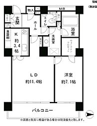 リバーポイントタワー 1LDKの間取図画像