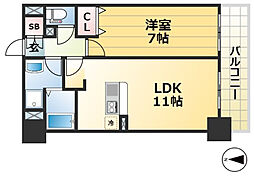 CITYSPIRE新神戸 6階1LDKの間取り