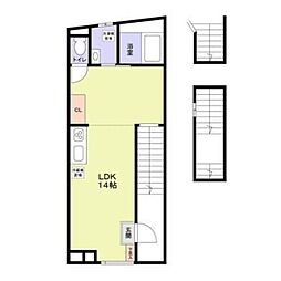 KAGURAZAKA TERRACE 3階ワンルームの間取り