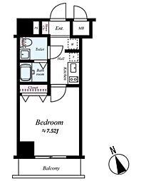 ヴェルト浅草 11階1Kの間取り