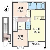 アトランティスＡ 202 ｜ 福島県郡山市喜久田町字松ケ作16-53（賃貸アパート2LDK・2階・55.00㎡） その2