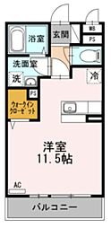 グランエスポワール ワンルームの間取図画像