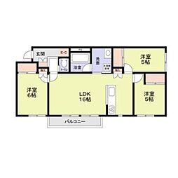 グランフォレスト千代田 2階3LDKの間取り