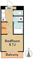 西河マンション 2階1Kの間取り
