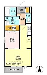 メイサ氷川 1階1LDKの間取り