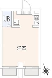 ル・ソレイユ自由ケ丘 ワンルームの間取図画像