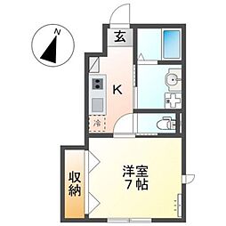 エクレール 1Kの間取図画像