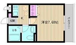 ルミエール和田 2階1Kの間取り