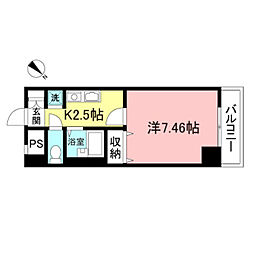 辻ハイム6 1Kの間取図画像