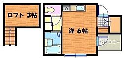 くまさんハウス 3階ワンルームの間取り