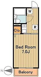 多摩都市モノレール 大塚・帝京大学駅 徒歩5分の賃貸アパート 1階1Kの間取り