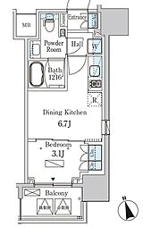 パークアクシス浦安 3階1DKの間取り