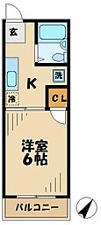 ホープヒルハウス 1Kの間取図画像