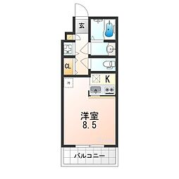 京福電気鉄道北野線 北野白梅町駅 徒歩27分の賃貸マンション 3階1Kの間取り