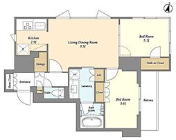 アイフラット若松河田 11階2LDKの間取り