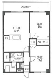 パールエミネンス 2階1LDKの間取り