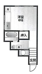 サンコーポ蘇我 1階ワンルームの間取り