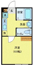 京王線 西調布駅 徒歩2分の賃貸アパート 1階1Kの間取り
