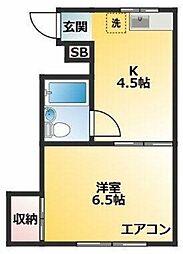 東武練馬IMAハウス 4階1Kの間取り