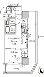 パークアクシス大塚ステーションゲートタワー 1LDKの間取図画像
