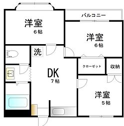 マウントヴィレッジV 2階3DKの間取り