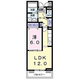 ヴィルヌーブ堺2 1LDKの間取図画像